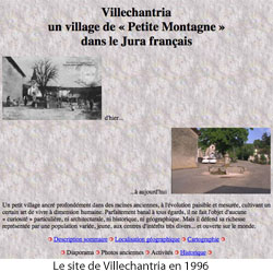 page d'accueil du site Villechantria en 1996